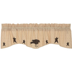 VHC Brands Kettle Grove Window Curtain, Applique Crow and Star Valance, Tan, 16x60