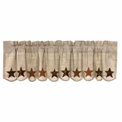 VHC Brands Abilene Cotton 16x60 Star Valance Tan