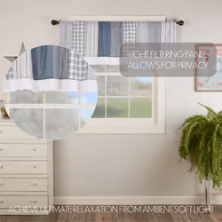 VHC Brands Sawyer Mill Blue Patchwork Farmhouse Kitchen Window Cotton Curtain Valance 19x60