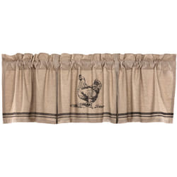 VHC Brands Sawyer Mill Charcoal Valance Curtain Farmhouse Country Chicken Cotton Gray and Tan for Kitchen Window 20x72