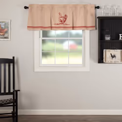 VHC Brands Sawyer Mill Red Chicken Valance Pleated 20x60