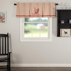 VHC Brands Sawyer Mill Red Chicken Valance Pleated 20x60