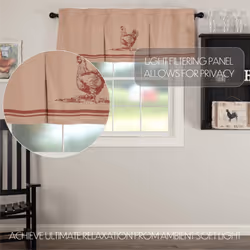 VHC Brands Sawyer Mill Red Chicken Valance Pleated 20x60