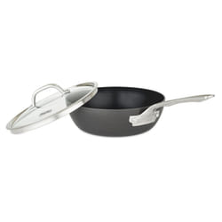 Viking Culinary Hard Anodized Nonstick 3-Ply Saucier Pan  3 Quart  Includes Glass Lid  Dishwasher  Oven Safe  Works on All Cooktops including Inductio
