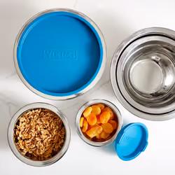 VIKING Culinary Stainless Steel Mixing Bowl Set  10 piece  Nonslip Silicone Base  Includes Airtight Lids  Dishwasher Safe  Teal