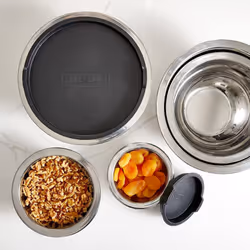 Viking Culinary Stainless Steel Mixing Bowl Set  10 piece  Non-slip Silicone Base  Includes Airtight Lids  Dishwasher Safe  Black