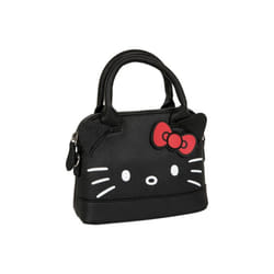 Hello Kitty 862912 Hello Kitty Leather Hand Bag with Detachable Long Strap, Black