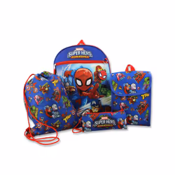 Super Hero Adventures Boys 5 piece Backpack and Snack Bag School Set (