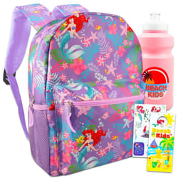 Disney Little Mermaid Backpack Kids - Bundle with 16"""" Ariel Backpack  Water Bottle  Stickers  More | The Little Mermaid for Girls