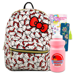 Hello Kitty Mini Backpack Purse Set - Bundle 10"""" Faux Leather Bag  Bottle  More