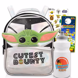 Baby Yoda Backpack for Girls  Kids - Bundle with 12"""" Baby Yoda Backpack Purse  Water Bottle  Stickers  and More | Star War ...