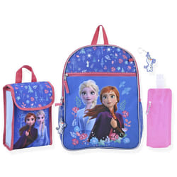 Disney Frozen Girls Backpack for Little Kids | 6 Piece Set Girls Water Bottle Keychains Snack Tote and Knapsack for School