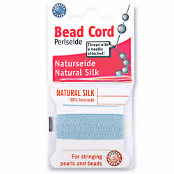 Griffin Silk Bead Cord Perlseide - Turquoise Color - Size 6 (0.70mm) - 2 Meters per Card - Stainless Steel Needle Attached - ...