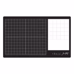 Tim Holtz Glass Cutting Mat - Large Work Surface with 12x14 Measuring Grid and Palette for Paint  Ink  and Mixed Media - Art  ...