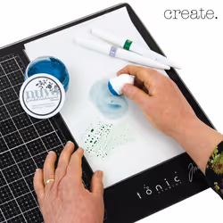 Tim Holtz Glass Cutting Mat - Large Work Surface with 12x14 Measuring Grid and Palette for Paint  Ink  and Mixed Media - Art and Craft Supplies