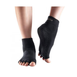 Toesox No Toe Ankle Pilates Yoga Martial Arts Grip Socks Black-X-Large