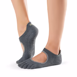 ToeSox Full Toe Bellarina, Grey, Adult, Unisex, M, Active / Workout, Cotton, Elastane, Elastodiene, Polyester