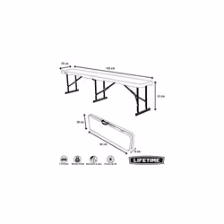 Lifetime 6 Ft/1.83 m Fold in Half Bench, White