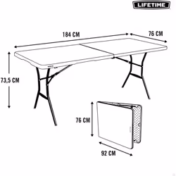 Lifetime 80471 Essential Fold-in durable Half Table, White Granite 6 feet/1.83 m - Additional view 4