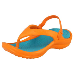) Childrens Unisex Crocs Toe Post Sandals Athens Strap - UK 8-9 Child, Orange/Turquoise (Orange