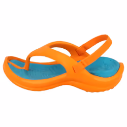 ) Childrens Unisex Crocs Toe Post Sandals Athens Strap - UK 8-9 Child, Orange/Turquoise (Orange