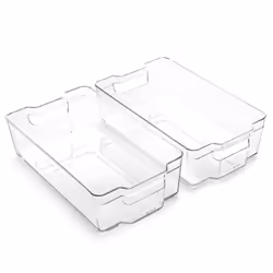 BINO | Stackable Storage Bins  X-Large - 2 Pack | THE STACKER COLLECTION | Clear Plastic | Built-In Handle | BPA-Free | Conta ...
