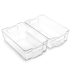 BINO | Stackable Storage Bins  X-Large - 2 Pack | THE STACKER COLLECTION | Clear Plastic | Built-In Handle | BPA-Free | Containers for Organ