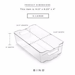 BINO | Stackable Storage Bins  X-Large - 2 Pack | THE STACKER COLLECTION | Clear Plastic | Built-In Handle | BPA-Free | Containers for Organ