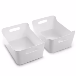 BINO | Plastic Storage Bins Small - 2 Pack White | THE SOHO COLLECTION | Pantry Organizers and Storage Containers Fridge Or ...