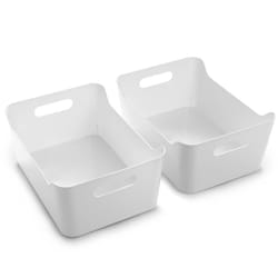 BINO | Plastic Storage Bins  Small - 2 Pack  White | THE SOHO COLLECTION | Pantry Organizers and Storage Containers Fridge Organizer Bins Kitchen Cabi