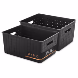 BINO | Plastic Storage Baskets Large - Black | THE STABLE COLLECTION | Multi-Use Storage | Rectangular Cabinet Organizer | Ba ...