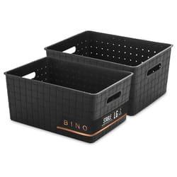 BINO | Plastic Storage Baskets Large - Black | THE STABLE COLLECTION | Multi-Use Storage | Rectangular Cabinet Organizer | Baskets For Organizing with