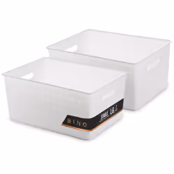 BINO | Plastic Storage Baskets Large - White | THE STABLE COLLECTION | Multi-Use Storage | Rectangular Cabinet Organizer | Ba ...