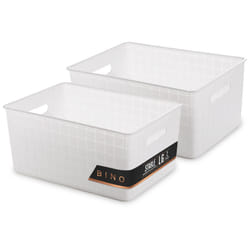 BINO | Plastic Storage Baskets Large - White | THE STABLE COLLECTION | Multi-Use Storage | Rectangular Cabinet Organizer | Baskets For Organizing with
