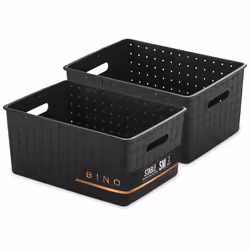 BINO | Plastic Storage Baskets Small - Black | THE STABLE COLLECTION | Multi-Use Storage | Rectangular Cabinet Organizer | Ba ...