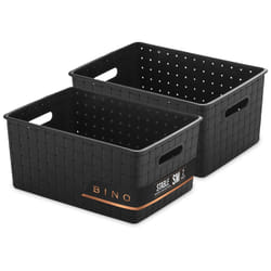 BINO | Plastic Storage Baskets Small - Black | THE STABLE COLLECTION | Multi-Use Storage | Rectangular Cabinet Organizer | Baskets For Organizing wit