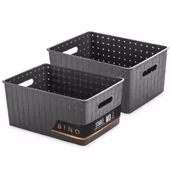 BINO | Plastic Storage Baskets Medium - Grey | THE STABLE COLLECTION | Multi-Use Storage | Rectangular Cabinet Organizer | Ba ...