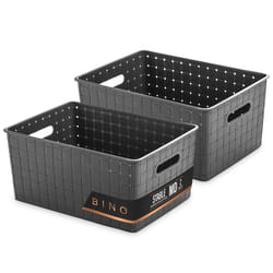 BINO | Plastic Storage Baskets Medium - Grey | THE STABLE COLLECTION | Multi-Use Storage | Rectangular Cabinet Organizer | Baskets For Organizing with