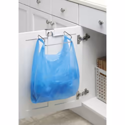 Over-The-Cabinet Plastic Bag Storage and Grocery Bag Holder, Kitchen Storage - Chrome