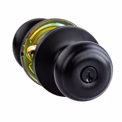 Amazon Basics Exterior Door Knob With Lock Classic Matte Black