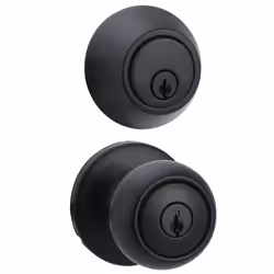 Amazon Basics Exterior Door Knob With Keyed Lock and Deadbolt Coastal Matte Black