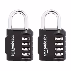 Amazon Basics 4-Digit Combination Lock  Black  2-Pack