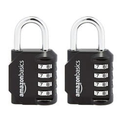 Amazon Basics 4-Digit Combination Lock  Black  2-Pack