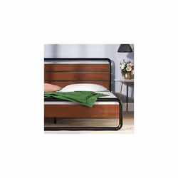 Zinus Therese Metal and Wood Platform Bed with Wood Slat Support, Double