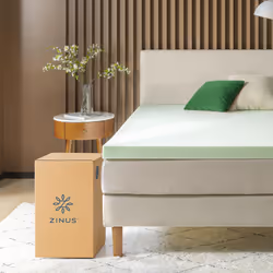 ZINUS 3 Inch Green Tea Memory Foam Mattress Topper  Smaller  More Convenient WonderBox Packaging  PressureRelieving Layers  Cer