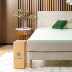 ZINUS 2 Inch Green Tea Memory Foam Mattress Topper  Smaller  More Convenient WonderBox Packaging  PressureRelieving Layers  Cer