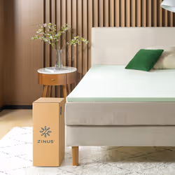 ZINUS 2 Inch Green Tea Memory Foam Mattress Topper  Smaller  More Convenient WonderBox Packaging  PressureRelieving Layers  Cer