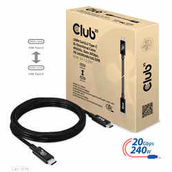 CLUB3D USB4 Gen2x2 Type-C Bi-Directional Cable 4K60Hz, Data 20Gbps, PD 240W(48V/5A) EPR M/M 2m - Additional view 5