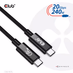 CLUB3D USB4 Gen2x2 Type-C Bi-Directional Cable 4K60Hz, Data 20Gbps, PD 240W(48V/5A) EPR M/M 2m - Additional view 8