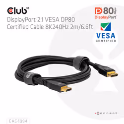 CLUB3D DisplayPort™ 2.1 VESA DP80 Certified Cable 8K240Hz 2m/6.56ft - Additional view 2
